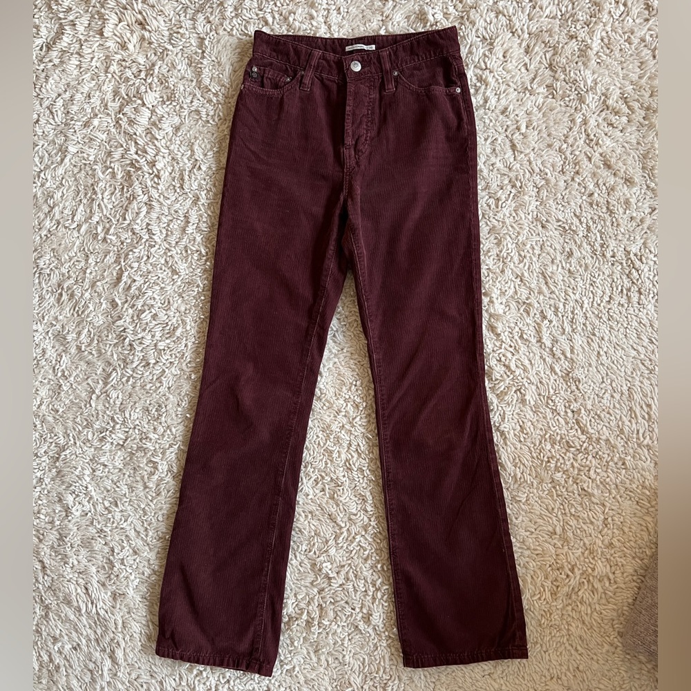 Alexa Chung x AG wine burgundy thin whale corduroy pants 25